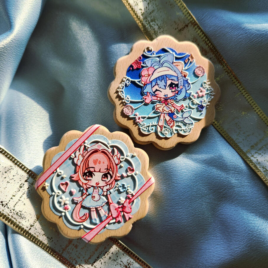 Lazuli and Pillowdear Embossed Wooden Pins