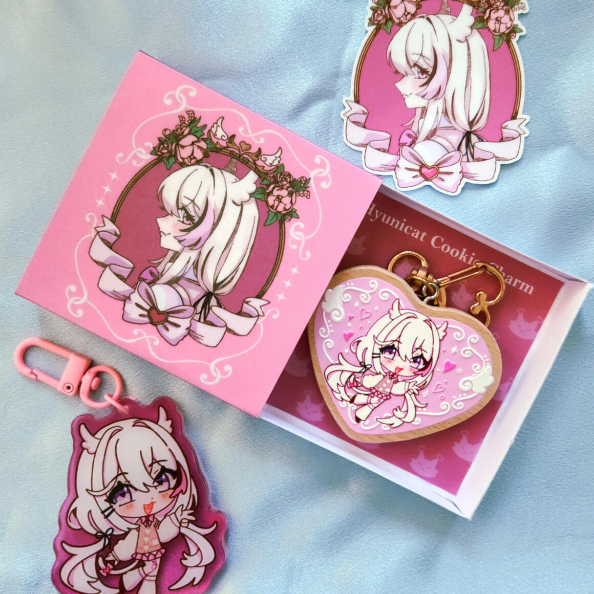 Embossed Wooden Charm with Handmade Paper Box + Acrylic Charm