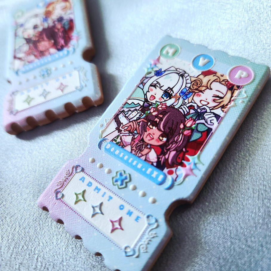 Densetsu.EXE Ticket Embossed Wooden Pin
